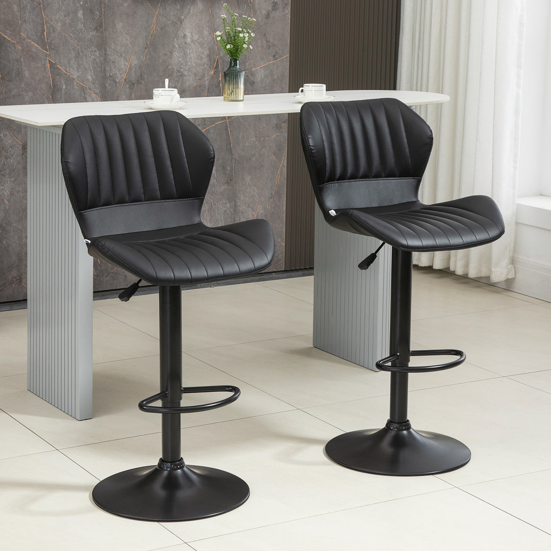 Barstole sæt med 2 højdejusterbar 48,5 x 55,5 x 90-110 cm kunstlæder + stål sort