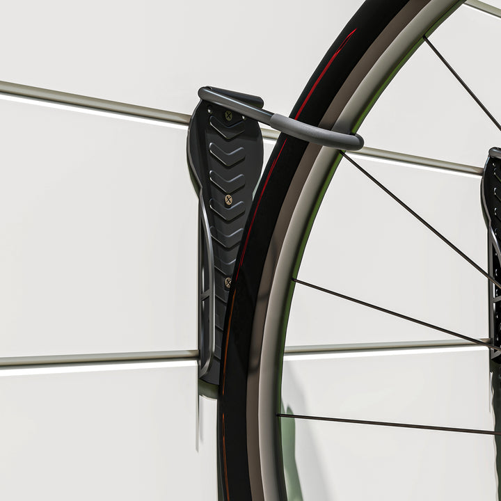 Sæt med 4 lodrette cykelvægbeslag med 30 kg lasteevne, foldbar til 4 cykler, sort