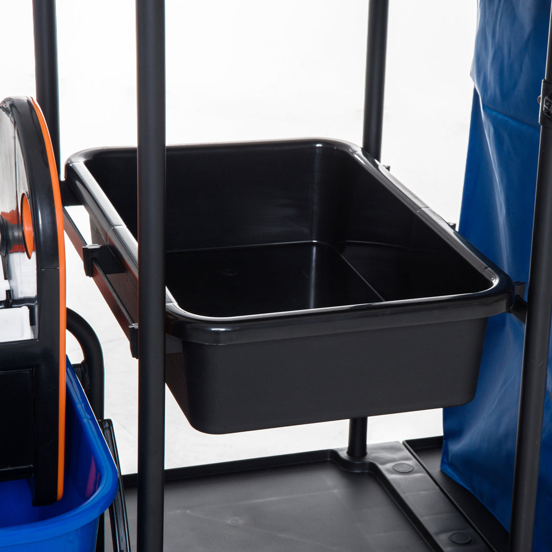 Rengøringsvogn moppevognssystemvogn med 4 letløbende hjul sort+blå+orange 111 × 63,3 × 103 cm