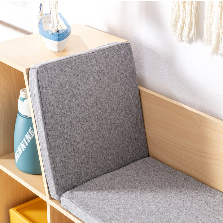 2-i-1 børnehylde + bænk inkl. hynde 103 cm × 30 cm × 62 cm hvid + grå