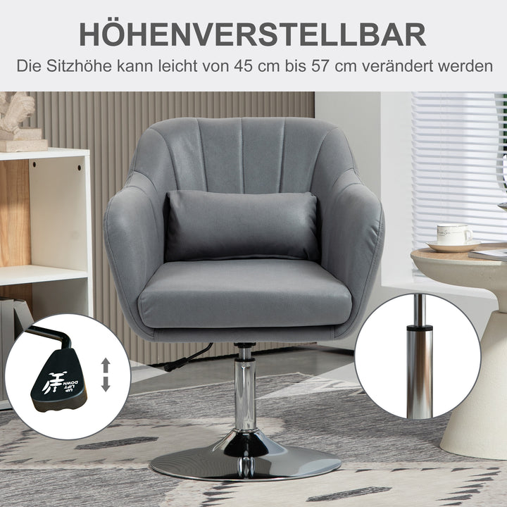 Drejestol, højdejusterbar kontorstol, polyester, metal, 60 x 60 x 79-91 cm, mørkegrå