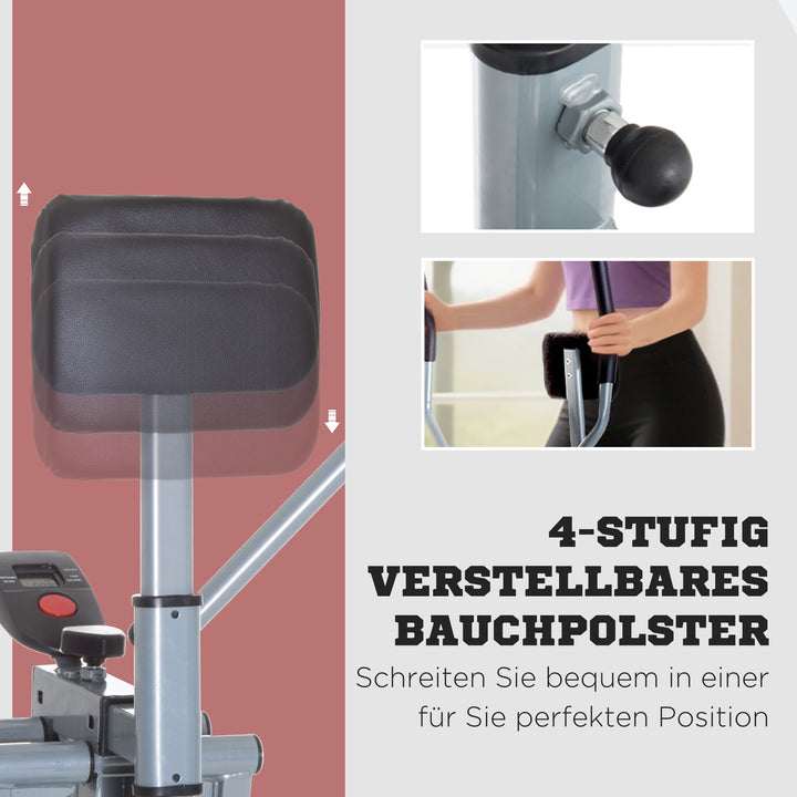 Crosstrainer, motionscykel, lcd-skærm, justerbar brystpude, stål, sølv, 96 x 60 x 152 cm