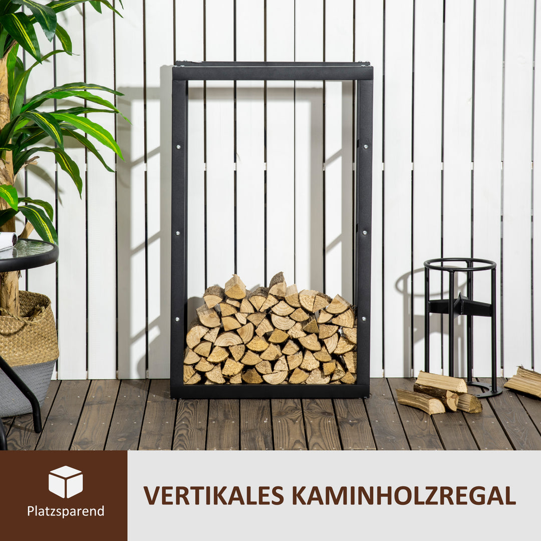 Brændehylde metal 60 x 25 x 100 cm brændehylde stablingshjælp stålramme op til 100 kg brændehylde udendørs brændehylde brændehylde til have terrasse udendørs sort