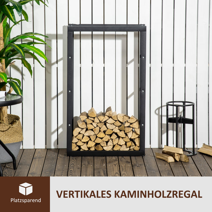 Brændehylde metal 60 x 25 x 100 cm brændehylde stablingshjælp stålramme op til 100 kg brændehylde udendørs brændehylde brændehylde til have terrasse udendørs sort