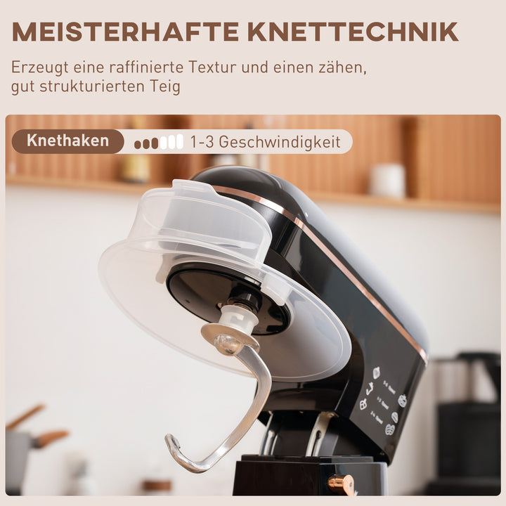 Standmixer, foodprocessor, omrører, 6 hastigheder, 5,5 l skål i rustfrit stål, sort