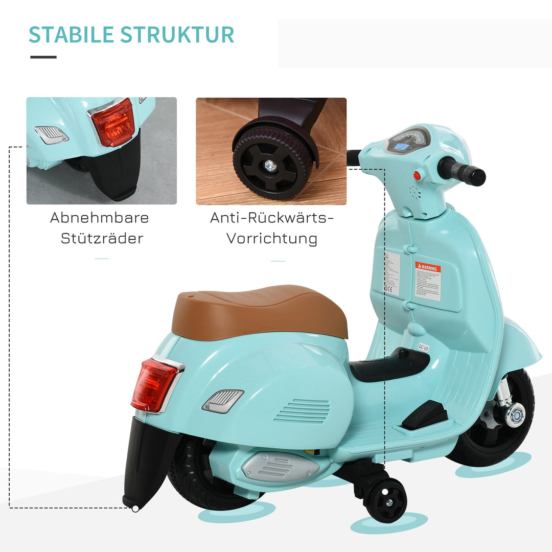 Elektrisk børnemotorcykel vespa elmotorcykel med led-lys, lyd, børns elmotorcykel til børn fra 18-36 måneder grøn