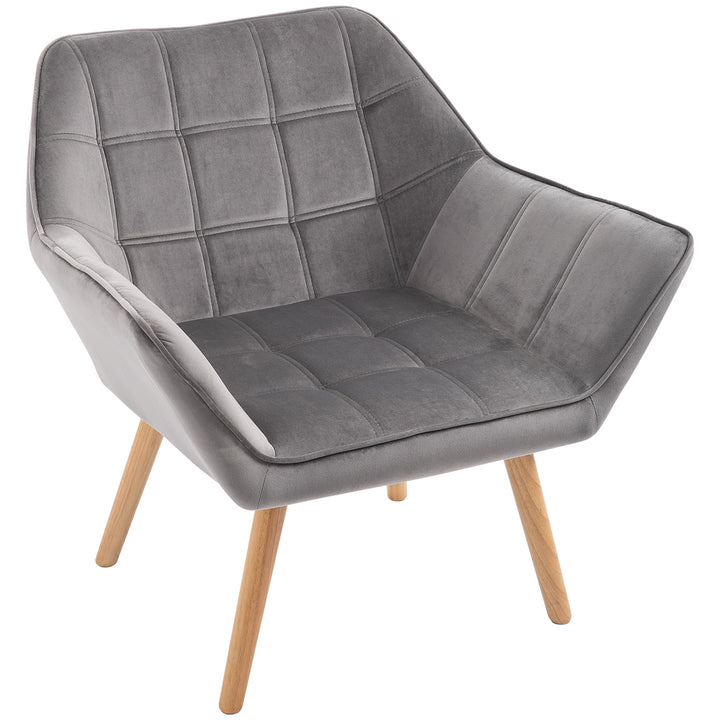 Afslapningsstol skandi design læsestol accentstol, quiltning, 67 cm x 61,5 cm x 71 cm. grå