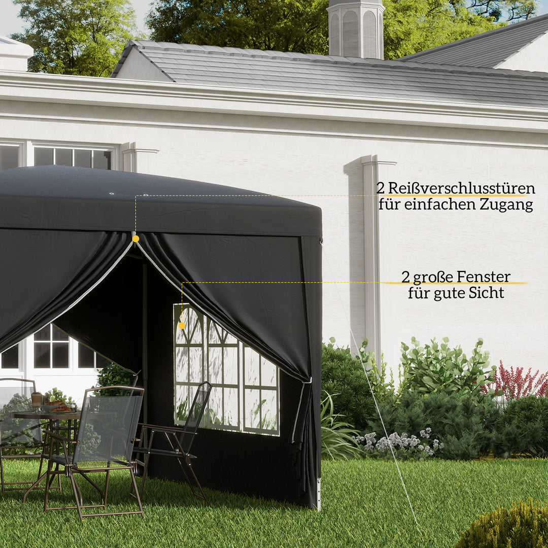 3 X 3 m pavillon med 4 sidevægge, vindue, partytelt med uv-beskyttelse, havetelt inklusive bæretaske, stål, sort