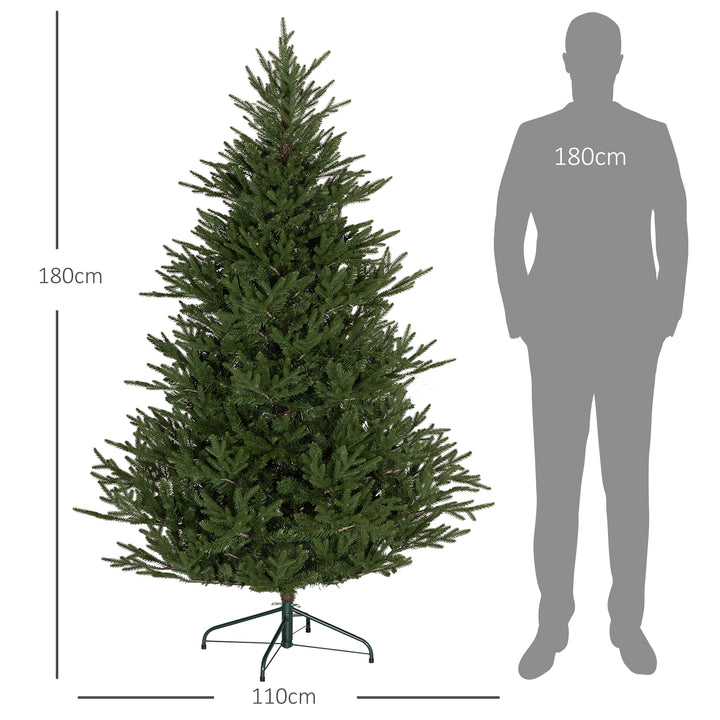 Juletræ 183 cm, realistisk udseende, hurtig montering, inklusive fod, brandhæmmende plastik