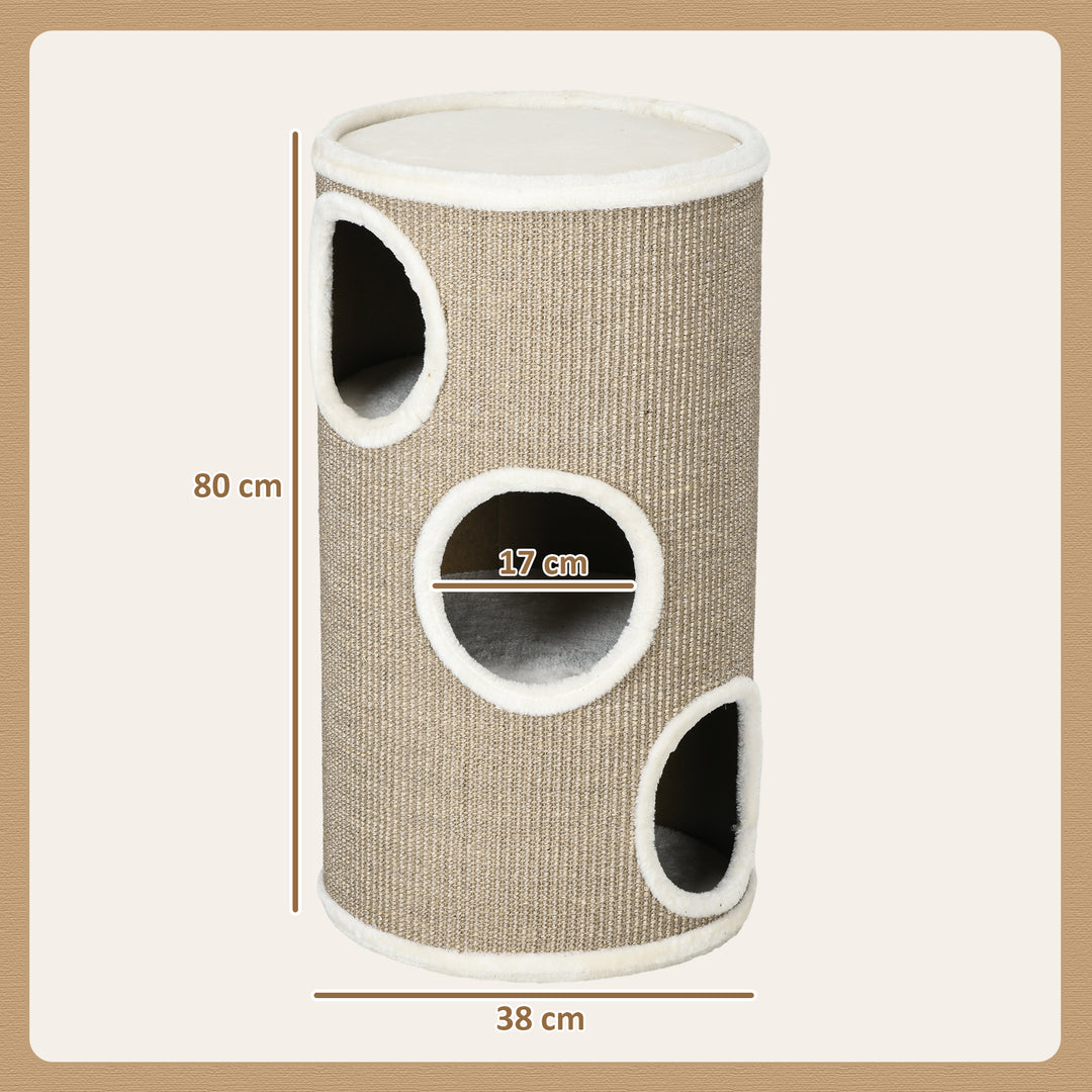 Kradsetønde til katte, blødt plys, sisal kradsetæppe, robust, 38 x 70 cm, brun