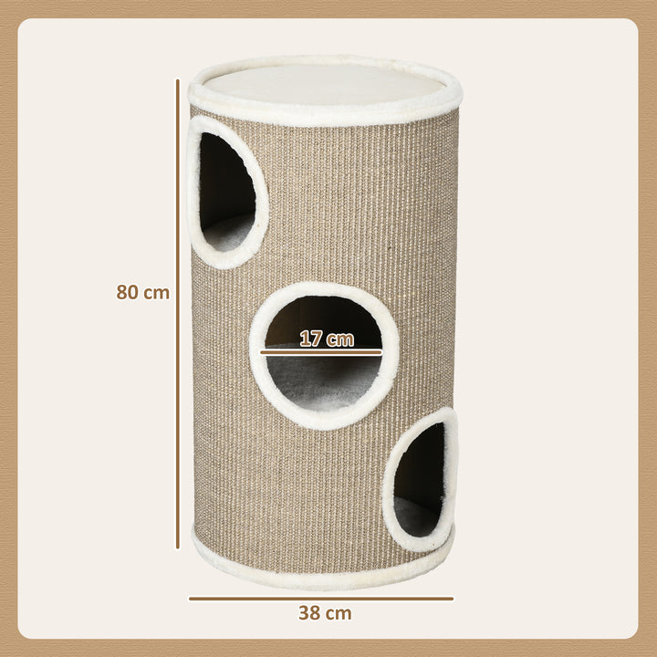 Kradsetønde til katte, blødt plys, sisal kradsetæppe, robust, 38 x 70 cm, brun