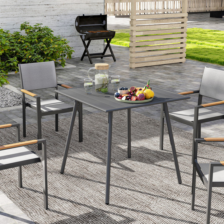 Havebord, udendørs spisebord til 4 personer, stålramme, let at rengøre, rustbestandig, 80 x 80 x 74 cm, grå