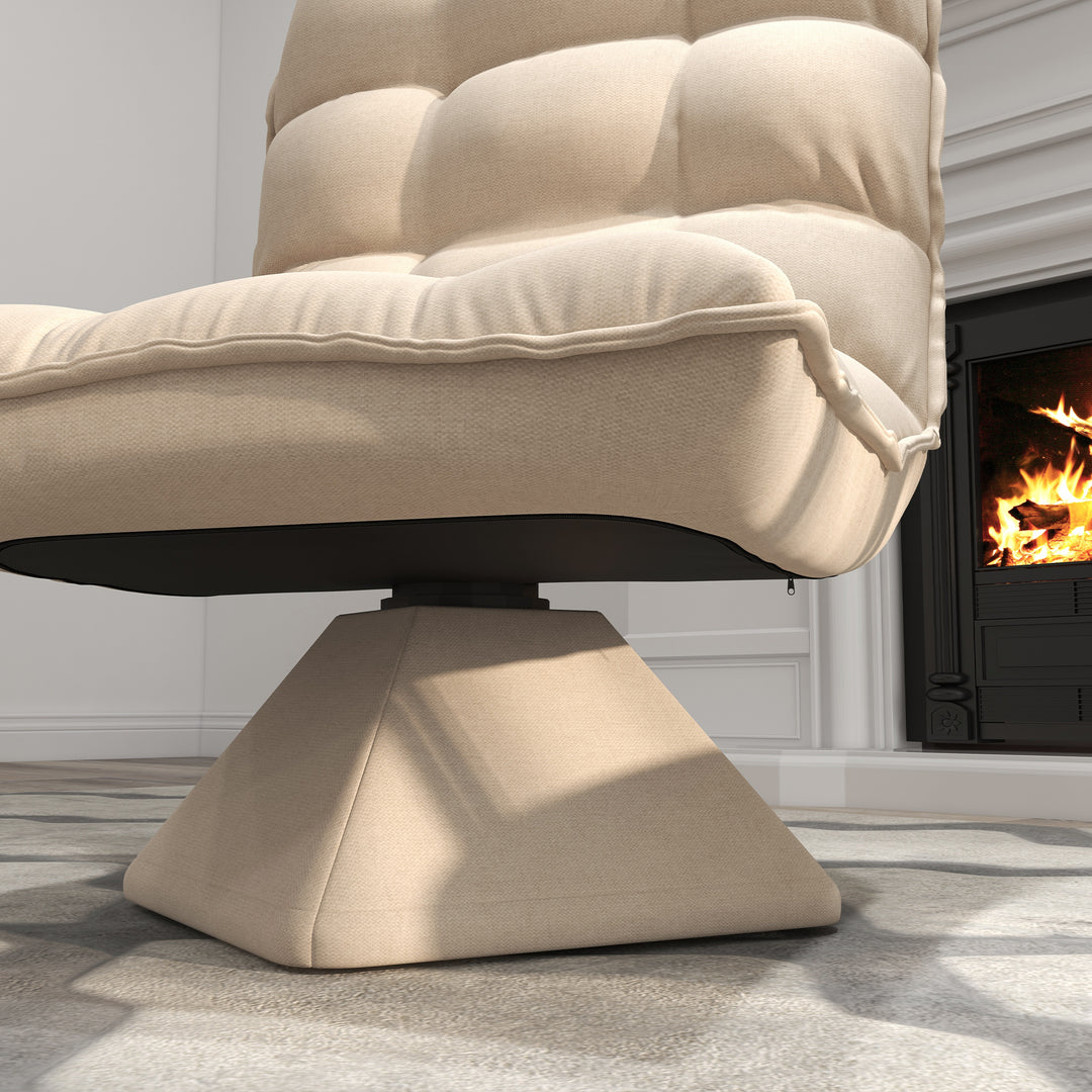 Hvilestol med drejefunktion, linnedlook, 62 cm x 70 cm x 95 cm, beige