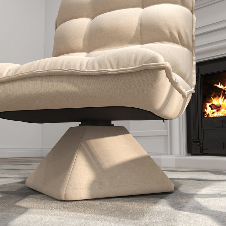 Hvilestol med drejefunktion, linnedlook, 62 cm x 70 cm x 95 cm, beige