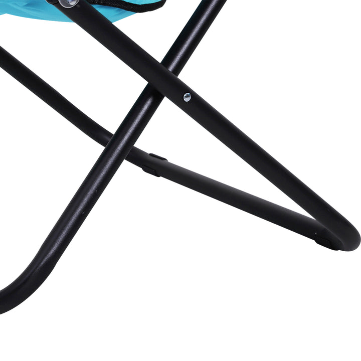 Foldbar campingstol med ryglæn, foldbar stol op til 120 kg, polstret månestol ekstra bred, foldbar udendørsstol til have, balkon, camping, blå