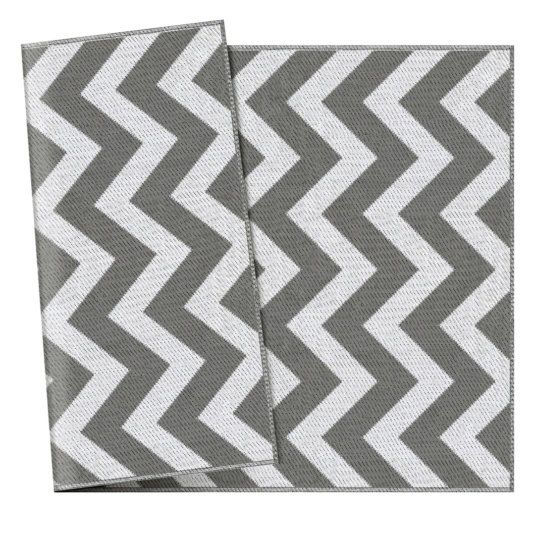 Udendørstæppe, vandtæt, dobbeltsidet design, syntetisk fiber af høj kvalitet, lysegrå+hvid, 121 x 182 cm