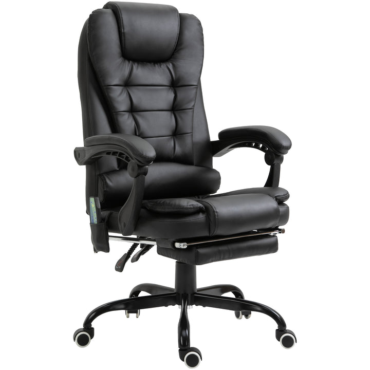 Skrivebordsstol med 7 massagepunkter, højdejusterbar drejestol med integreret fodstøtte, 67 x 79 x 111-121 cm
