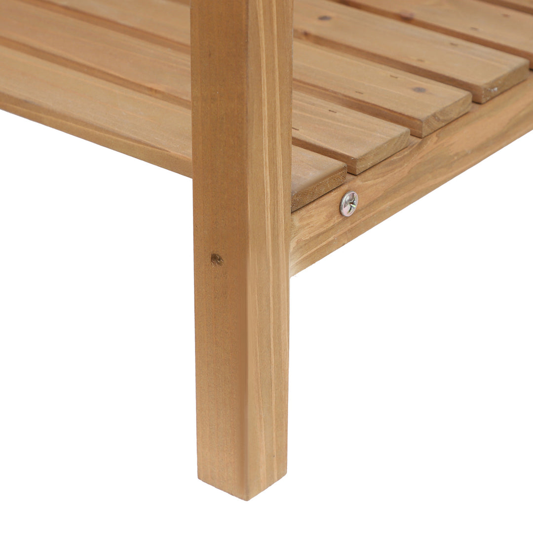 Plantebord havebord blomsterbord med balje havegran naturtræ 117 x 45 x 121 cm