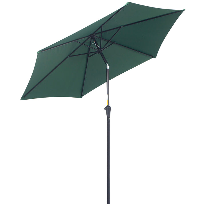 Sammenklappelig parasol, haveparasol, markedsparasol med håndsving, aluminium, 180 cm, polyester, mørkegrøn, Ø2,6 x 2,35 m