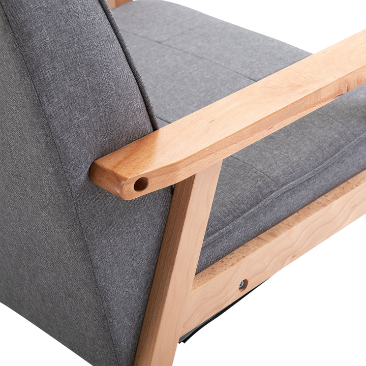Enkelt sofa loungestol polstret stol med armlæn træstel linned grå 64,5 x 70 x 74 cm