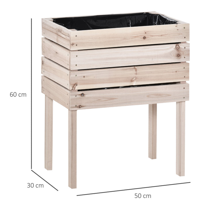Højbed/plantekasse, vejrbestandig, massivt træ, 50 cm x 30 cm x 60 cm, naturlig