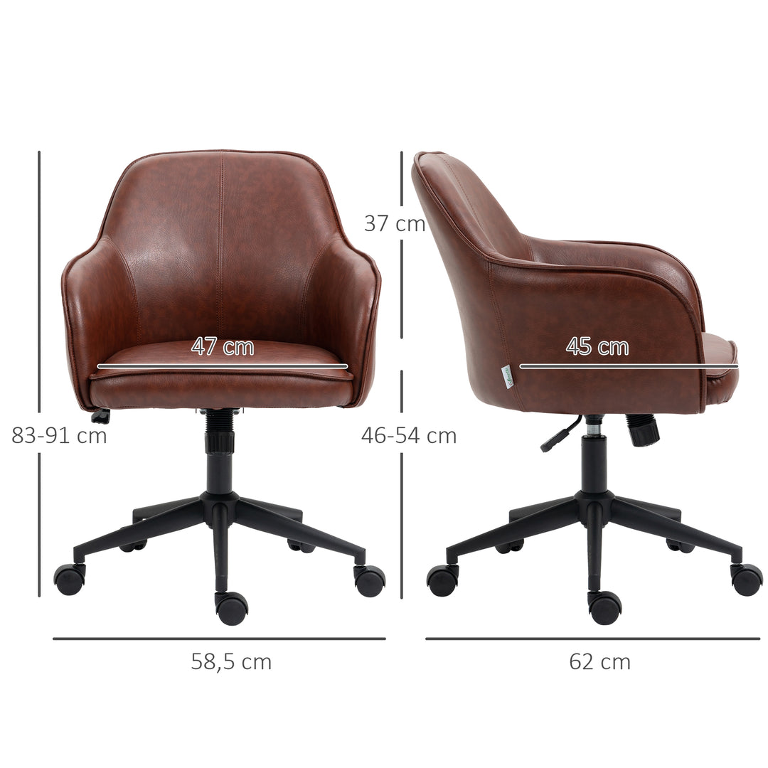 Højdejusterbar drejelig kontorstol 58,5 cm x 62 cm x 91 cm brun
