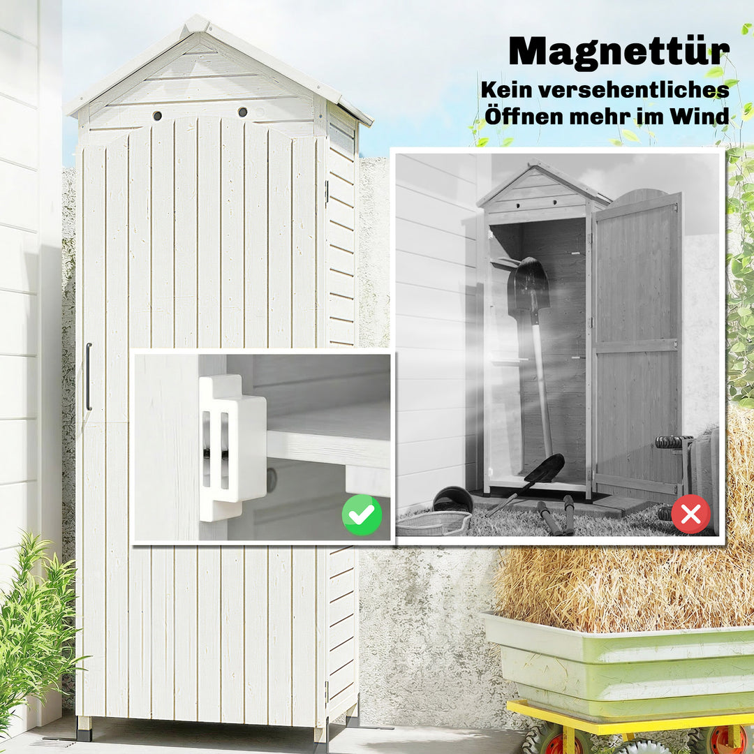 Træskur, ekstra højt, med justerbar hylde, magnetisk dør, galvaniseret tagventilation