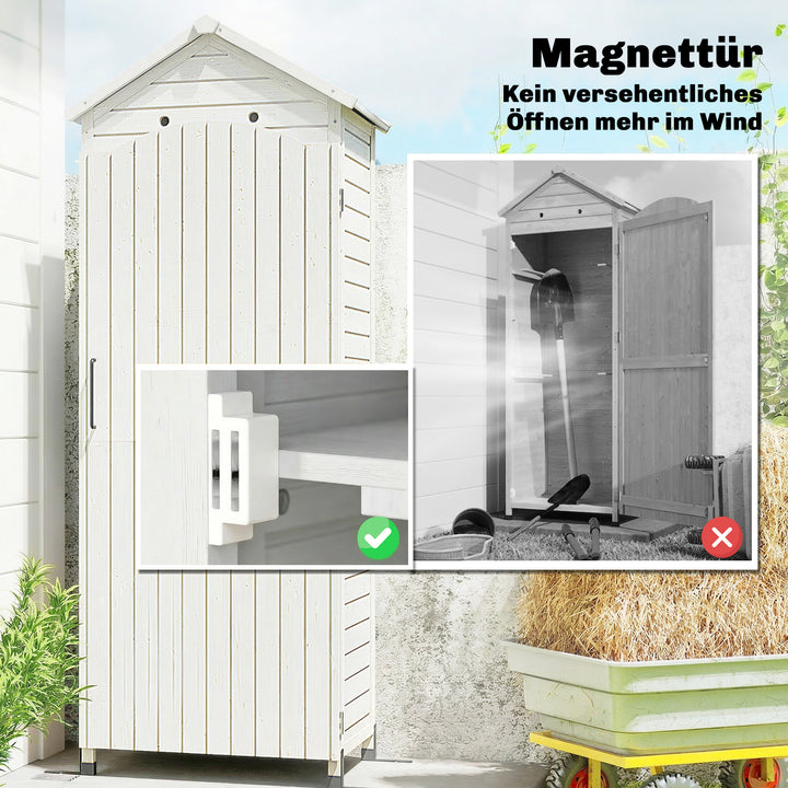 Træskur, ekstra højt, med justerbar hylde, magnetisk dør, galvaniseret tagventilation