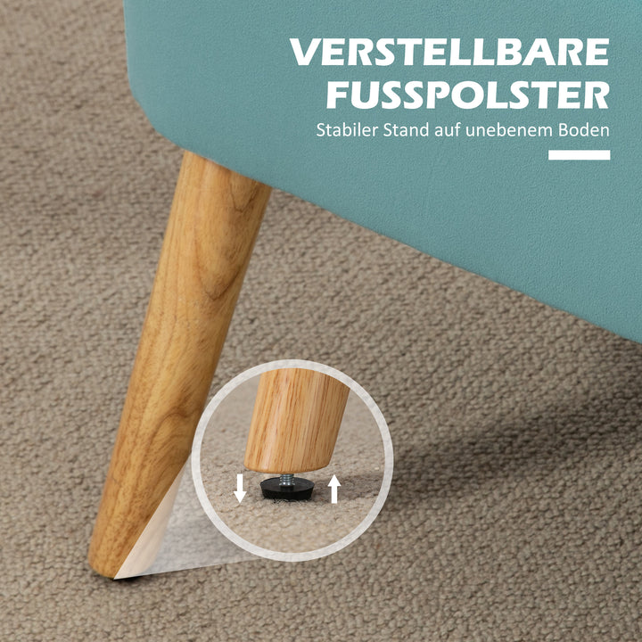 Retro design 2-personers sofa, træben, 117 cm x 56,5 cm x 77 cm, grøn