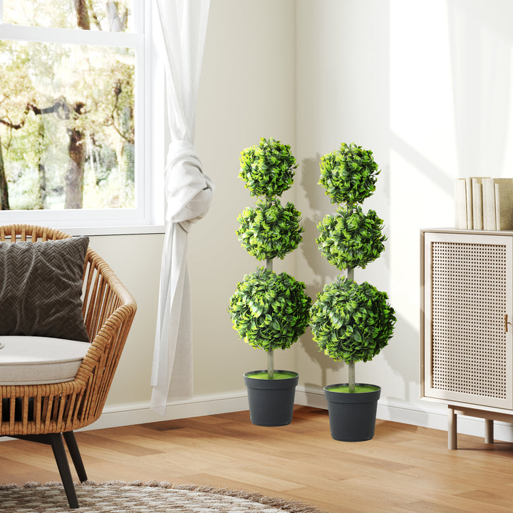 Kunstige planter i potte, plastblade, flocket jord, grøn