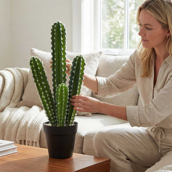 Kunstig kaktusplante, 53 cm, kunstige planter i potte til hjemmet, kontoret