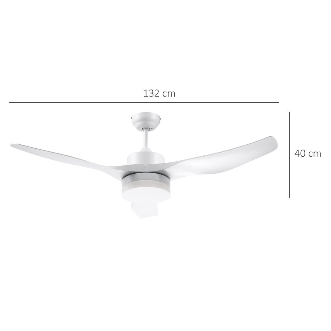 Loftventilator med led-lys, 2-i-1-design, med timer, fjernbetjening, loftslampe med ventilator, hvid