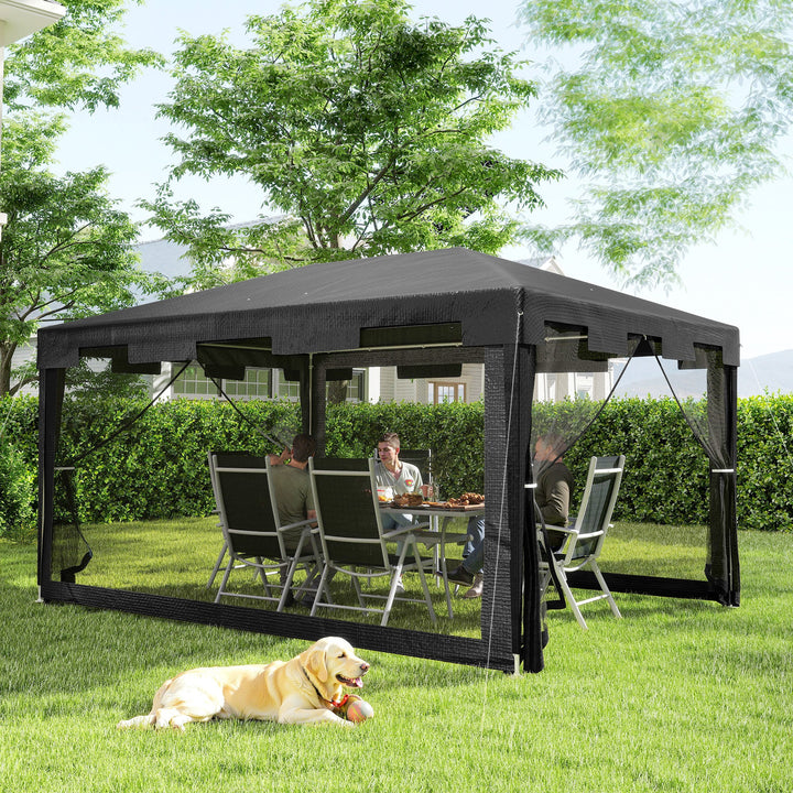 Pavilion havetelt 3 x 3 m, vejrbestandigt, foldbart, 395 cm x 295 cm x 255 cm, sort
