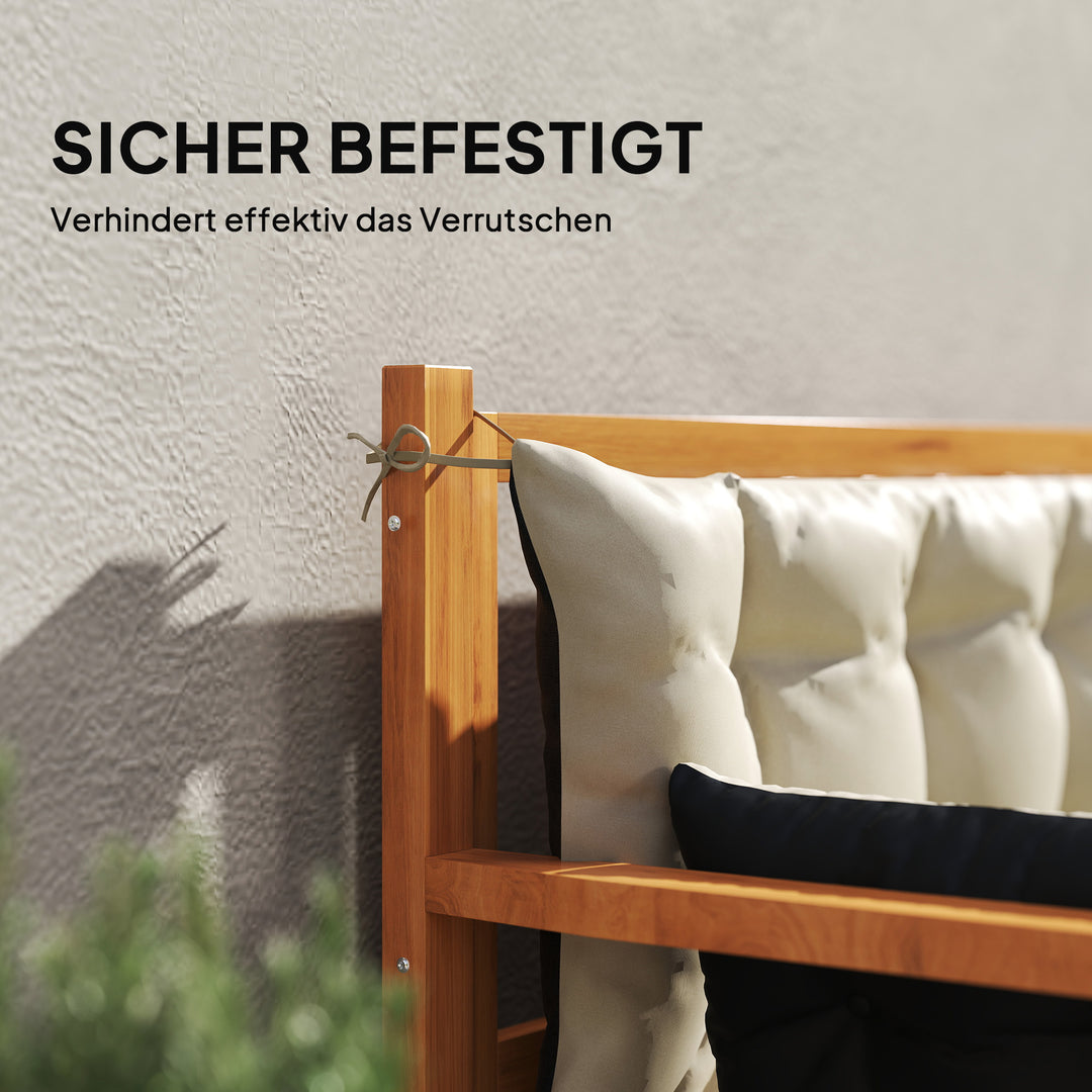 Udendørs hyndesæt til bænk eller verandagynge, tofarvet, polyester, skum, 180 x 110 x 8 cm, beige+sort