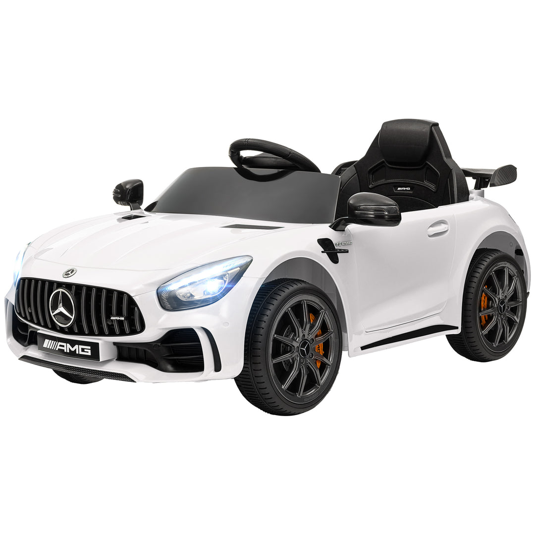 Elektrisk børnebil, Mercedes, 3-5 km/t, fjernbetjening, lys og musik, hvid