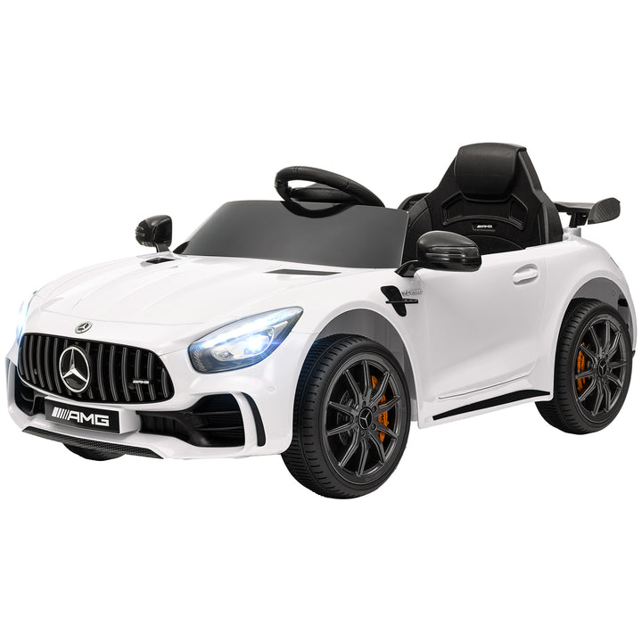 Elektrisk børnebil, Mercedes, 3-5 km/t, fjernbetjening, lys og musik, hvid