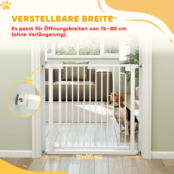 Trappeport, barriereport uden boring, med automatisk lukning til børn, køkken, trappe, 76-80 x 76 cm, hvid