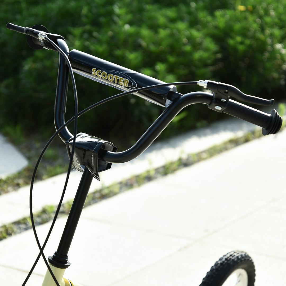 Børneløbehjul fra 5 år, løbehjul, city scooter, børne-sparkbræt med 12-tommer luftdæk, gummi, aluminium, beige, 120 x 58 x 85-95 cm
