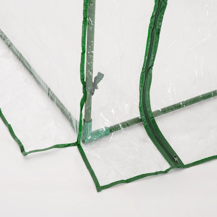 Drivhus, væksthus med dør, kold ramme, plantehus, plantedyrkning, stål, plast, 200 x 100 x 80 cm, grøn