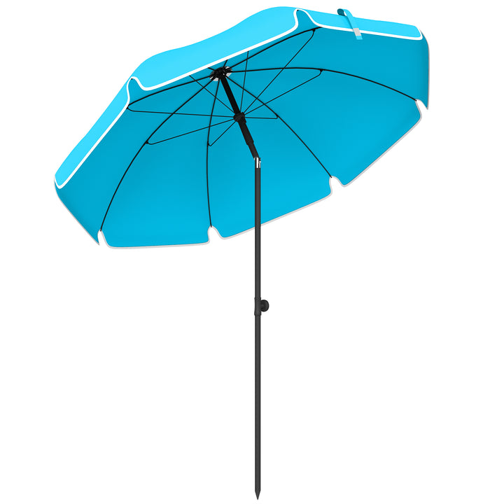 Strandparasol Ø150 cm, vandafvisende, foldbar, med sandanker, justerbar hældning, bæretaske, blå