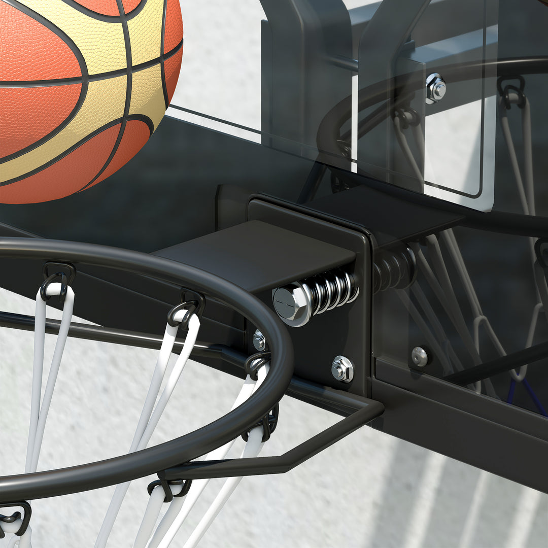 Vægmonteret basketballkurv, rivefast net, vejrbestandig, holdbar, til indendørs og udendørs brug, sort