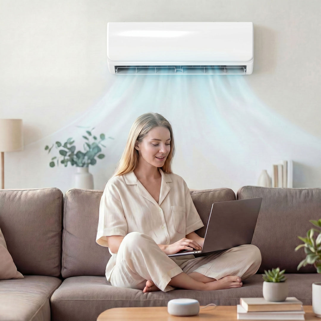 9000 BTU Mini Split Aircondition & Varmepumpe, WiFi-aktiveret inverter-klimaanlæg med installationssæt