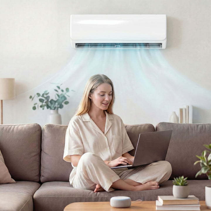 9000 BTU Mini Split Aircondition & Varmepumpe, WiFi-aktiveret inverter-klimaanlæg med installationssæt