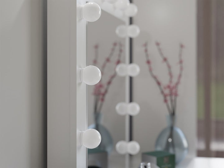 Elegant sminkebord med spejl og dedikeret LED-belysning Bredde: 81 cm  Højde: 80 cm  Dybde: 50 cm