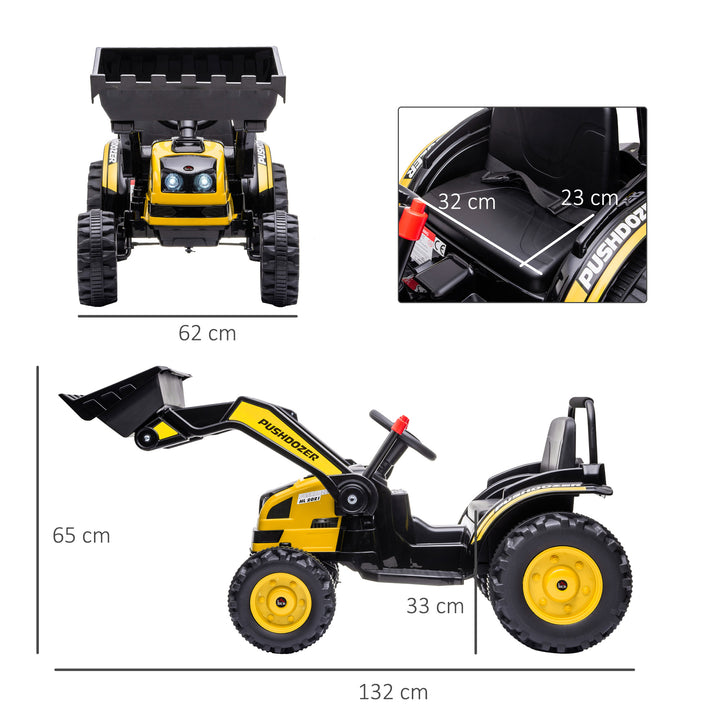 Børns elektriske gravemaskine sæde gravemaskine til børn ride-on gravemaskine terrængående køretøj traktor elektrisk til kørsel med musik skovlarme 3-5 år pp plast stål gul 132 x 62 x 65 cm