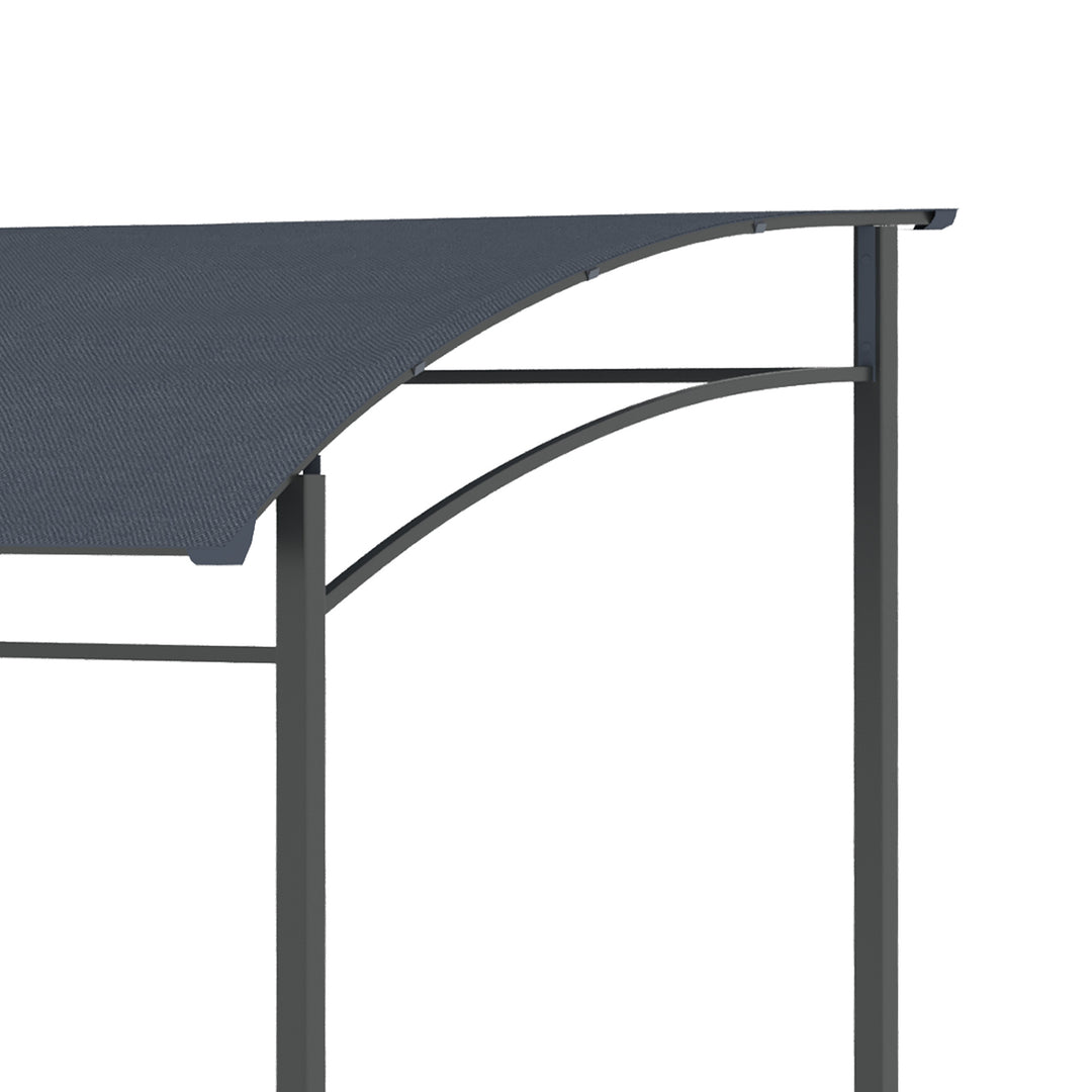 Grillpavillon, grillovertræk, regnslag, kroge til redskaber, stålramme, grå, 215 x 150 x 174/220 cm