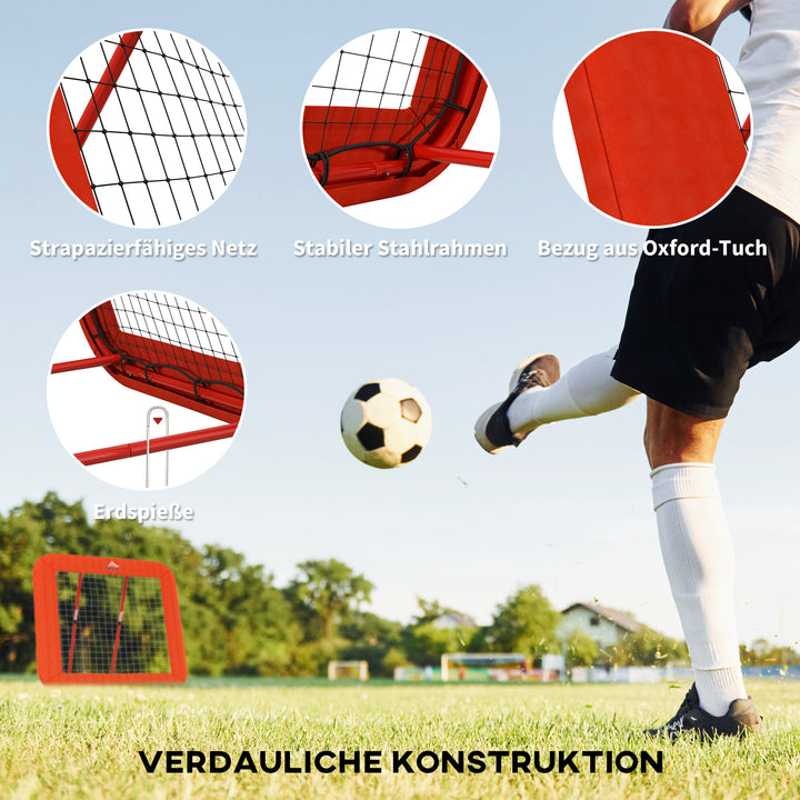 Fodbold rebound net, justerbart, foldbart, metalramme, all-weather pe net, inkluderer pløkker, rød