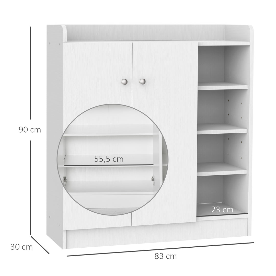 Skoskab skohylde, 4 hylder. 1 skab, 83 cm x 30 cm x 90 cm, hvid