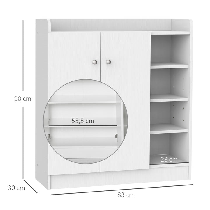 Skoskab skohylde, 4 hylder. 1 skab, 83 cm x 30 cm x 90 cm, hvid