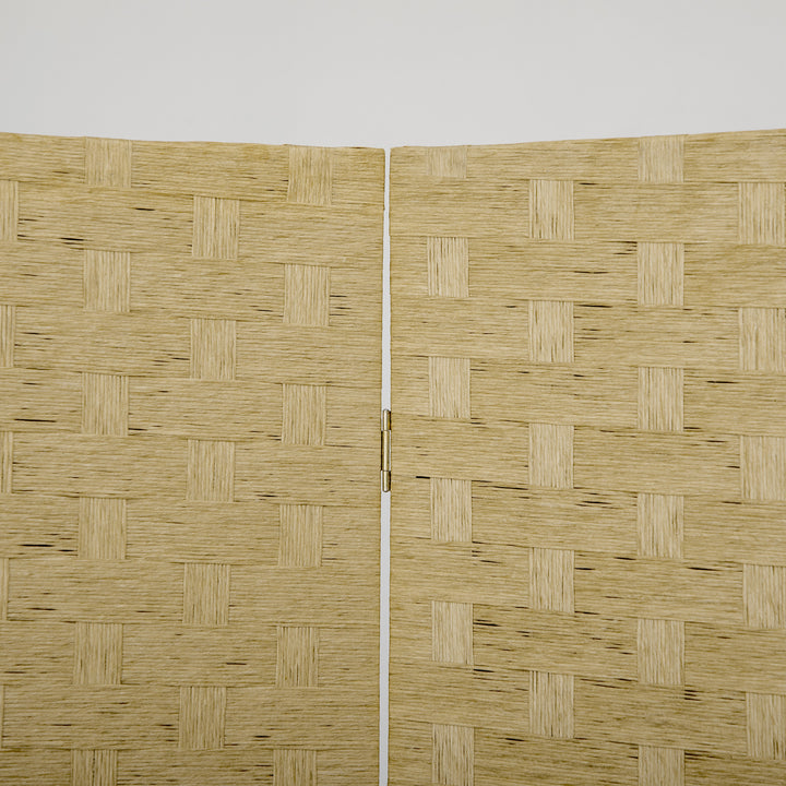 4-panels foldeskærm, 159,5 x 169,5 cm, lavet af bølgepap, til stue, brun